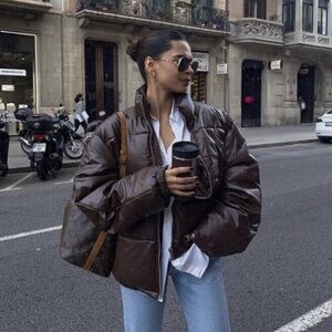 Zara Faux Leather Puffer